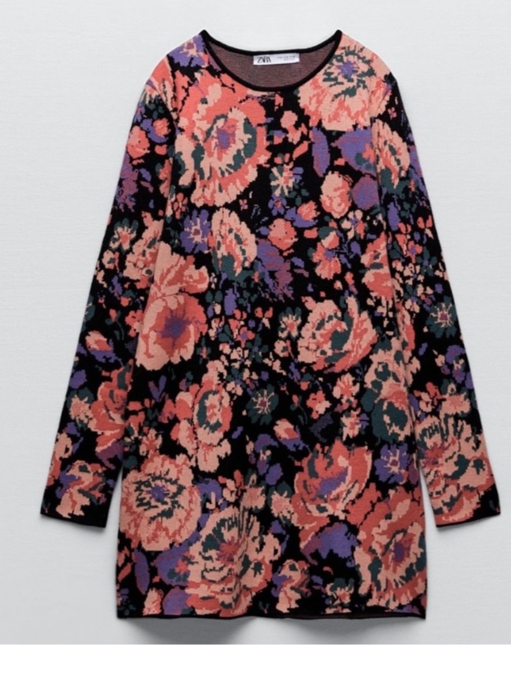 ZARA Floral Jacquard Dress Fall Autumn Maximalist Winter Small Grandma